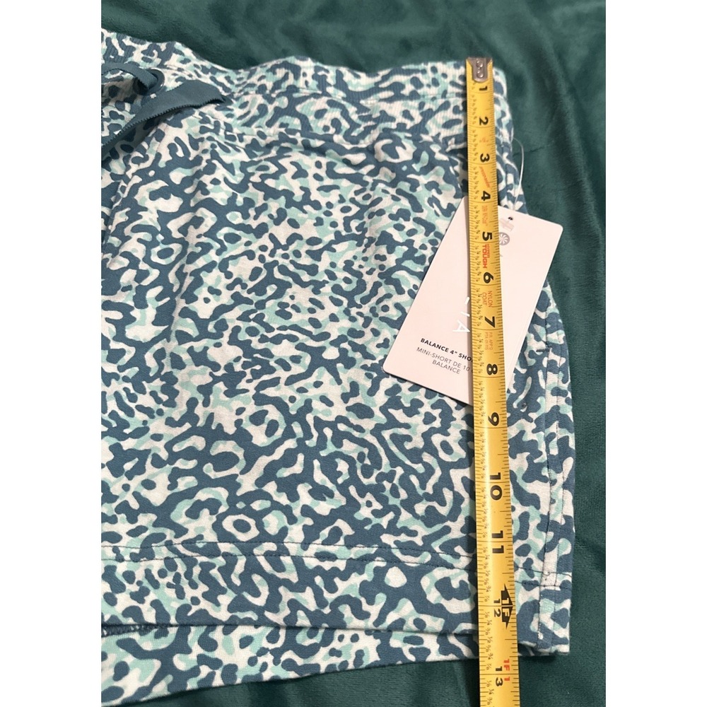 Athleta Size Small Balance 4" Shortie Shorts Leopard Aqua Blue Athleisure - Picture 9 of 15